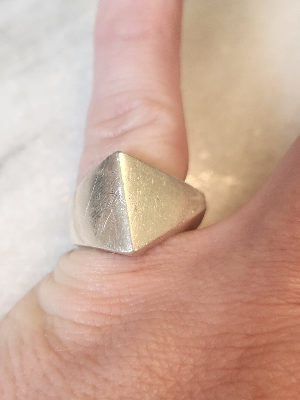Heavy, Thick Matte Silver Geometric Ring, 925, SIZE 8